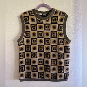 Wesc Geometric Knit crochet Sweater Vest - Yellow and Black
